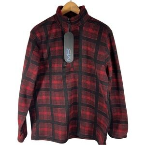 Mack Russo Flannel Half Zip Pullover, Men's, Red / Black, Size Medium NWT